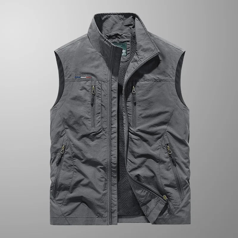 Gilet sans manches homme avec fermeture éclair et col montant Veste d'extérieur
