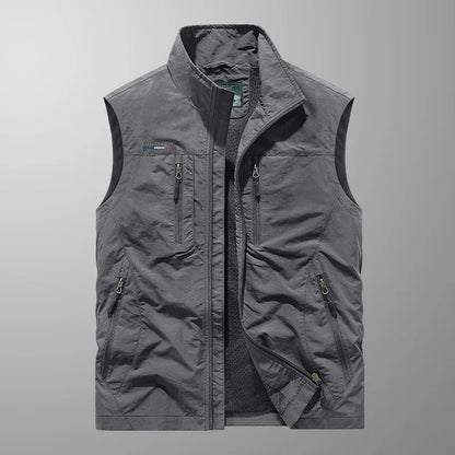 Gilet sans manches homme avec fermeture éclair et col montant Veste d'extérieur