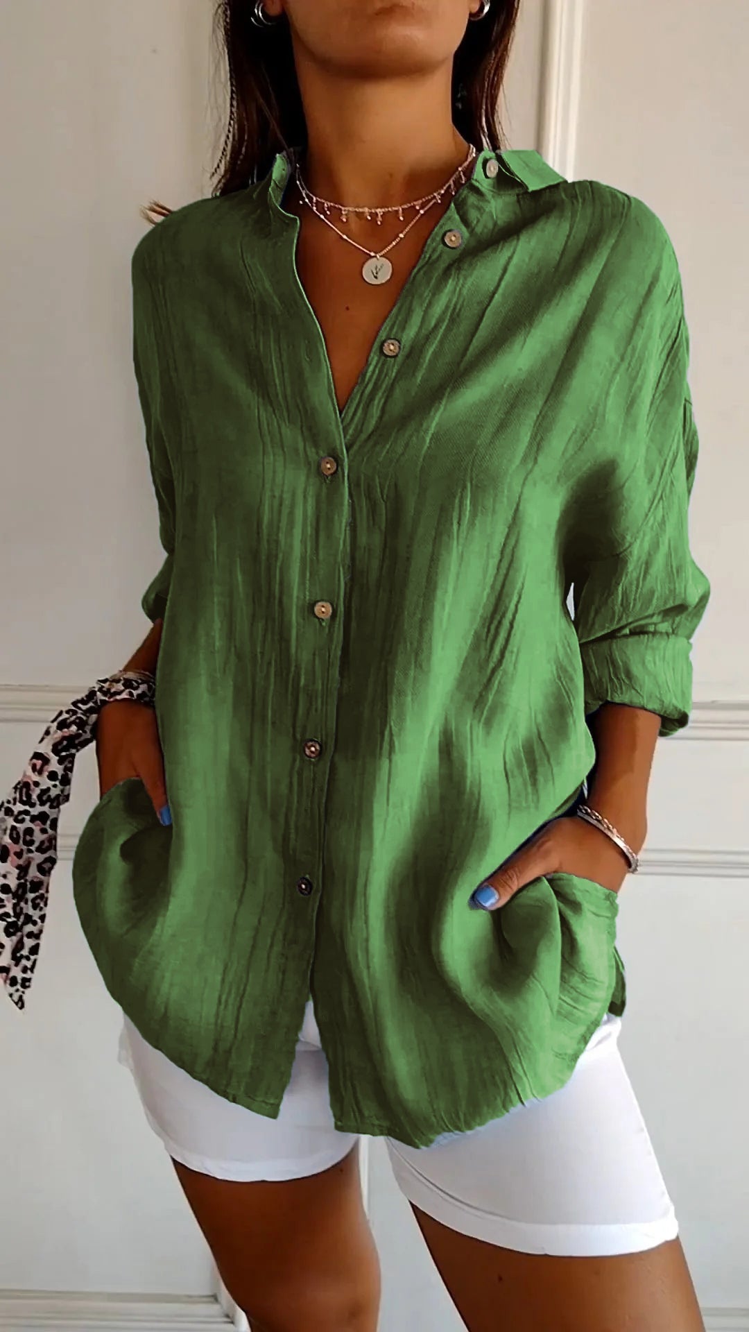 Blouse femme Thora en coton et lin grande taille