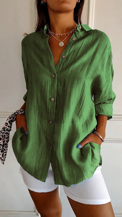 Blouse femme Thora en coton et lin grande taille