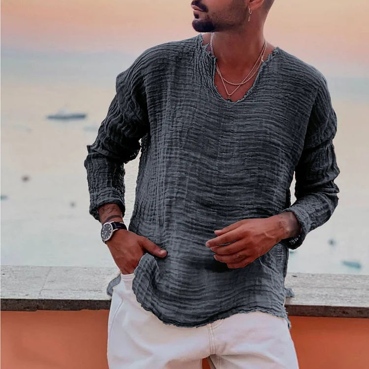 Allan - T-shirt d'été simple avec col en V