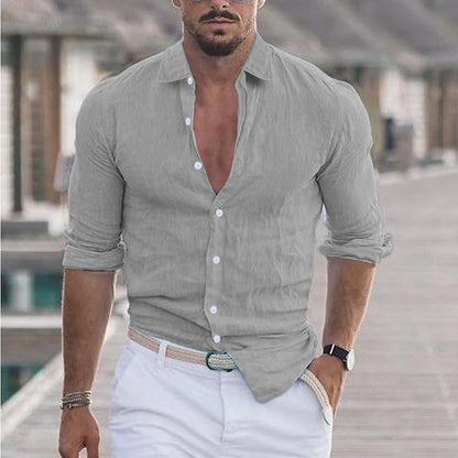 Samuel - Linen Shirt for Men with Turn-Down Collar