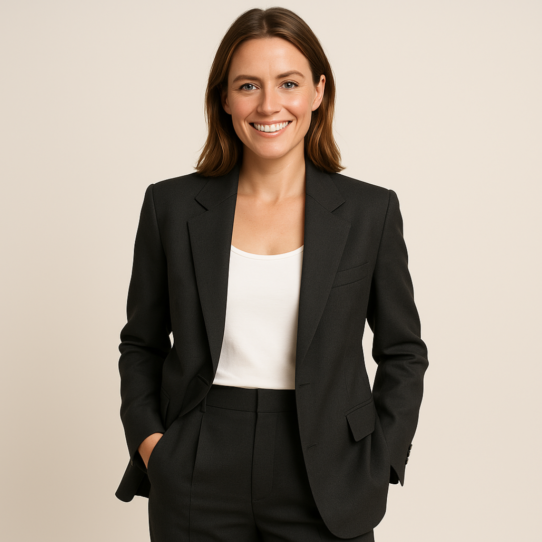 Elegant women's suit - slim fit jacket and pants for ceremonies or work