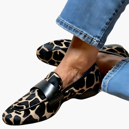Mocassins pour femmes à imprimé léopard Élégants Orthopédiques