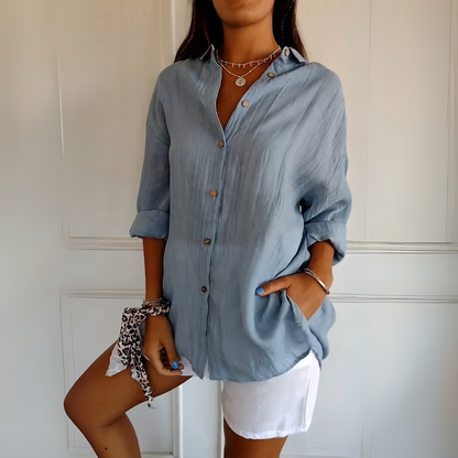 Blouse femme Thora en coton et lin grande taille