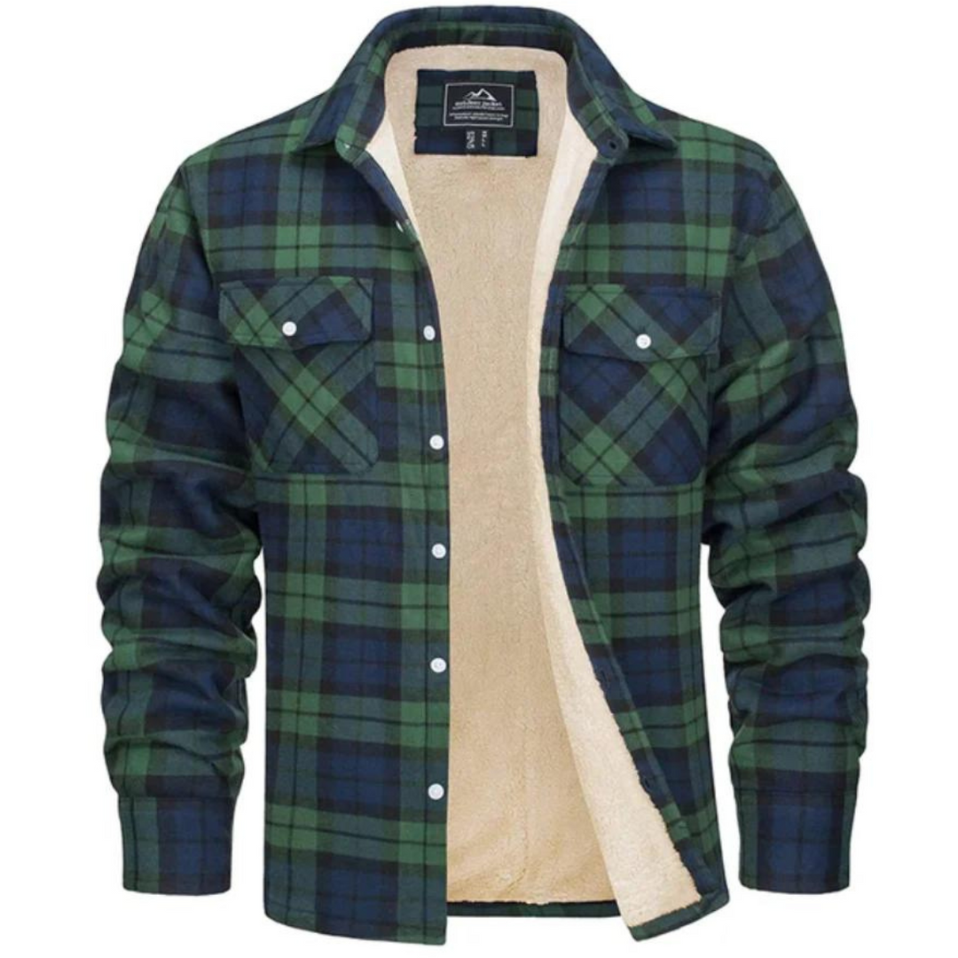 Button-Up Plaid Shirt Jacket For Men | Winter