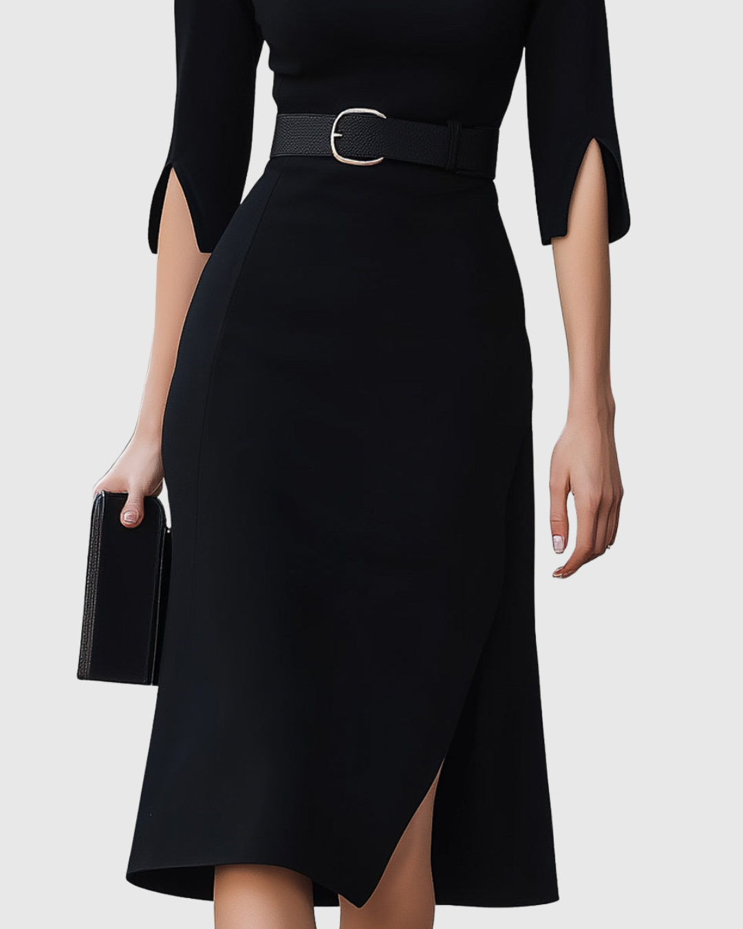 Robe midi noire classique
