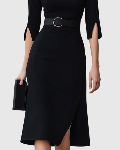 Robe midi noire classique