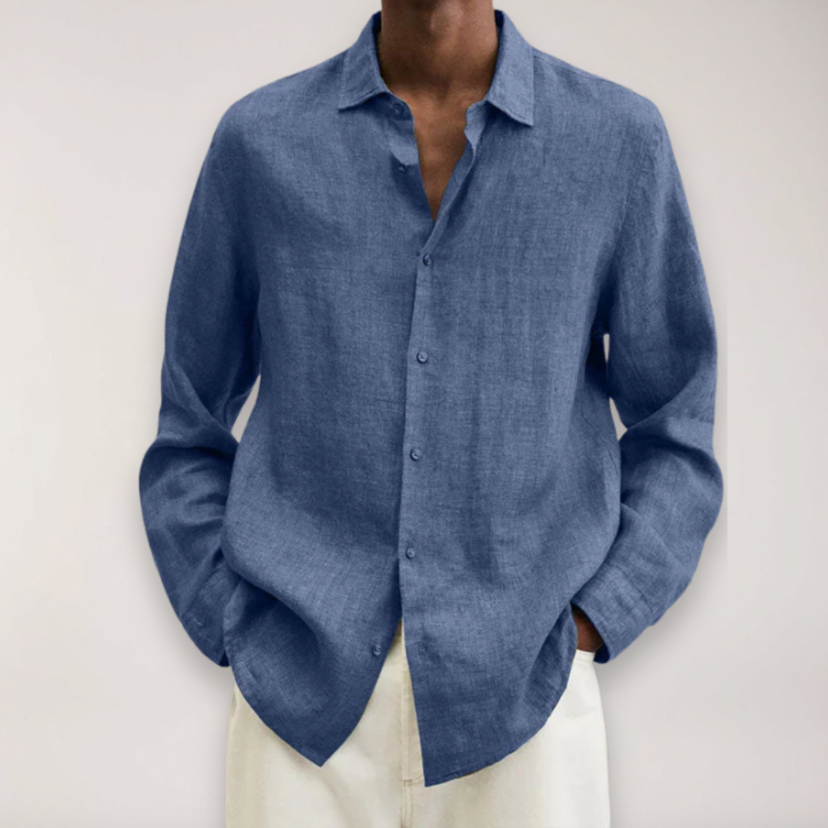 Chemise en lin à manches longues pour hommes - Chemise d'été respirante en plusieurs couleurs