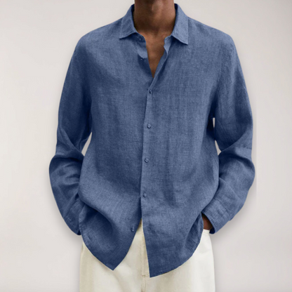 Chemise en lin à manches longues pour hommes - Chemise d'été respirante en plusieurs couleurs