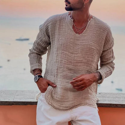 Allan - T-shirt d'été simple avec col en V