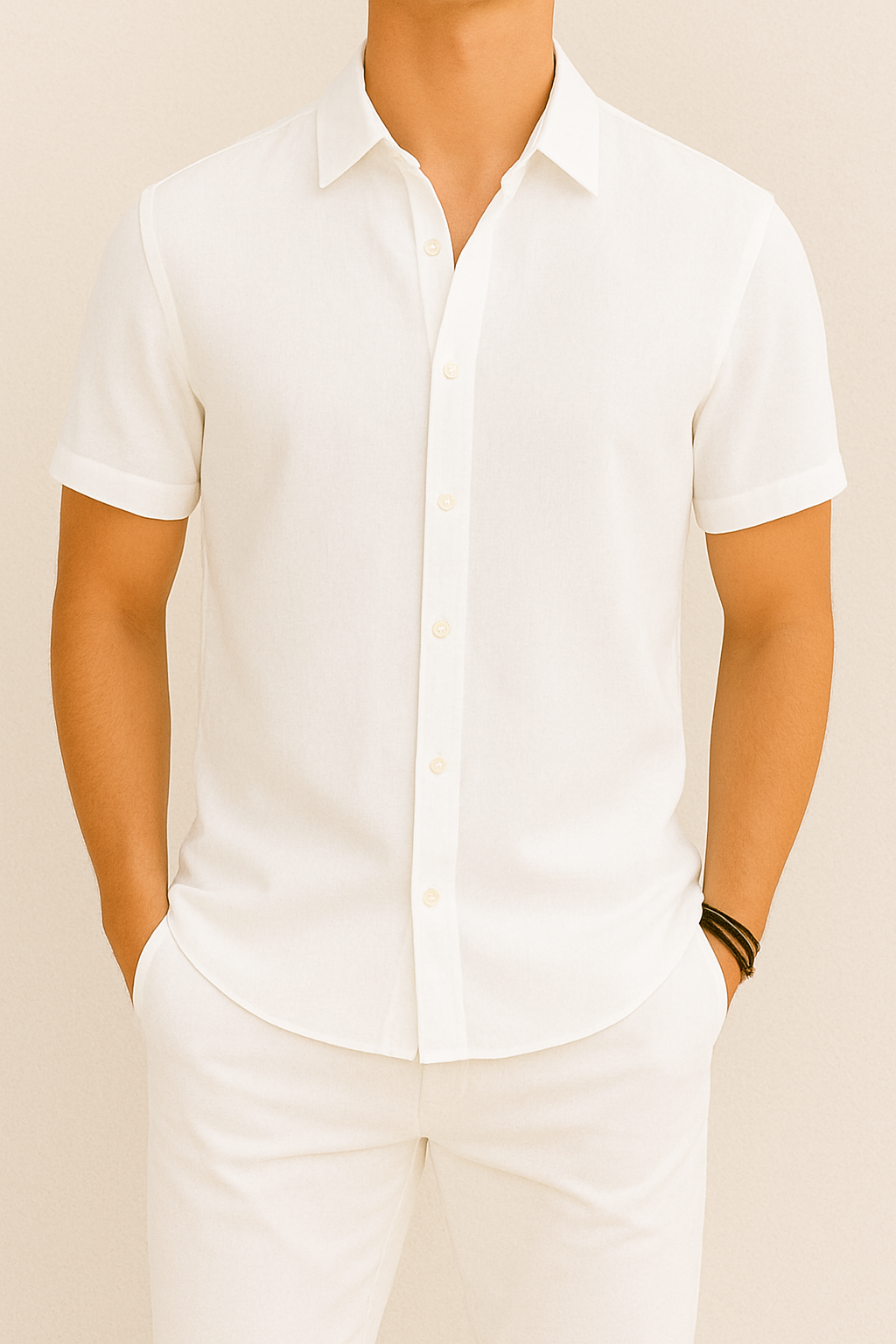 Vero - Chemise en lin à manches courtes pour hommes
