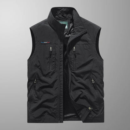 Gilet sans manches homme avec fermeture éclair et col montant Veste d'extérieur