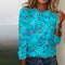 T-shirt décontracté en mélange de coton avec imprimé feuille - Femme