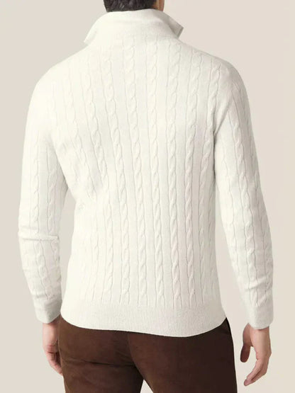Stylish Cable-Knit Sweater with Zipper