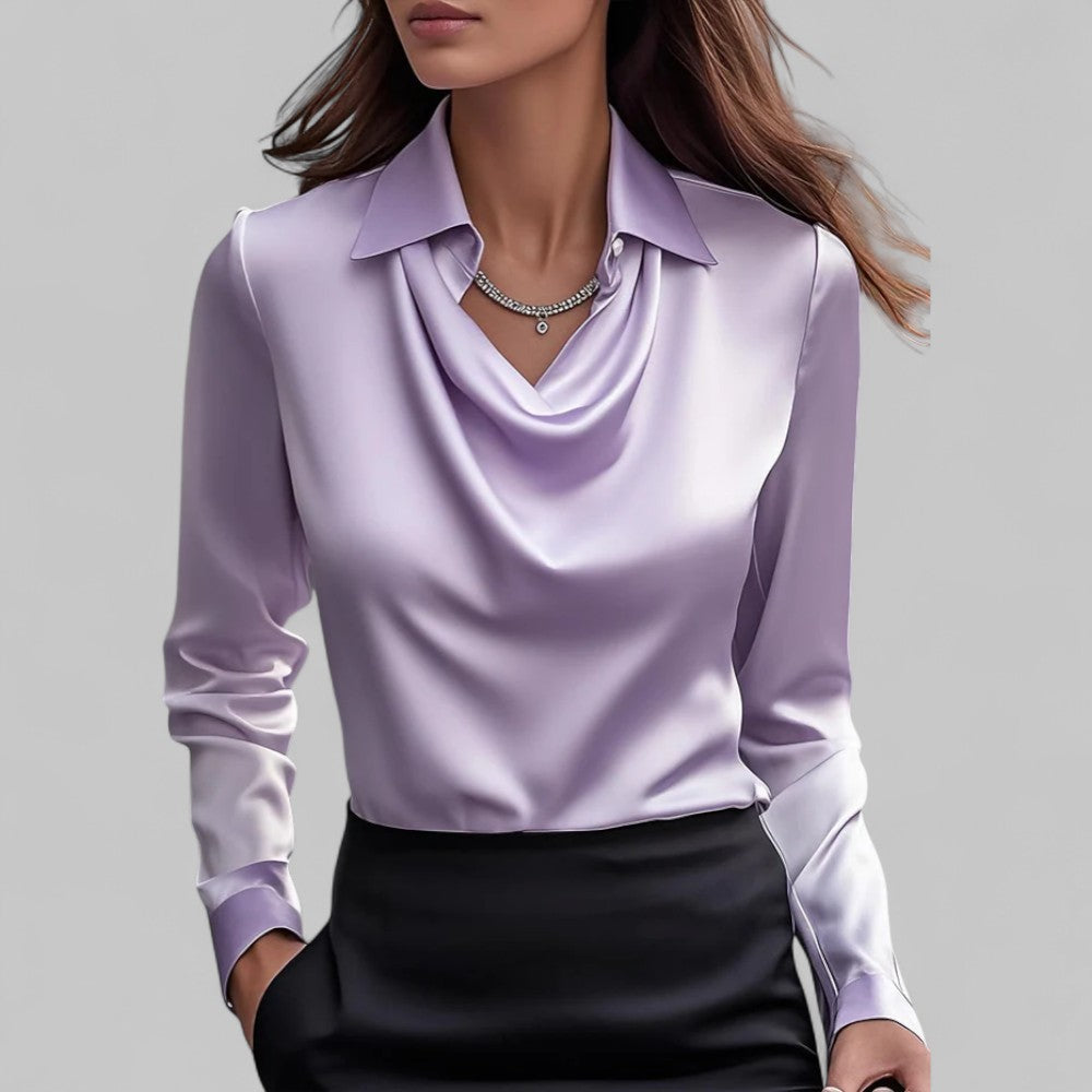 Blouse en satin élégante pour femme avec décolleté en cascade