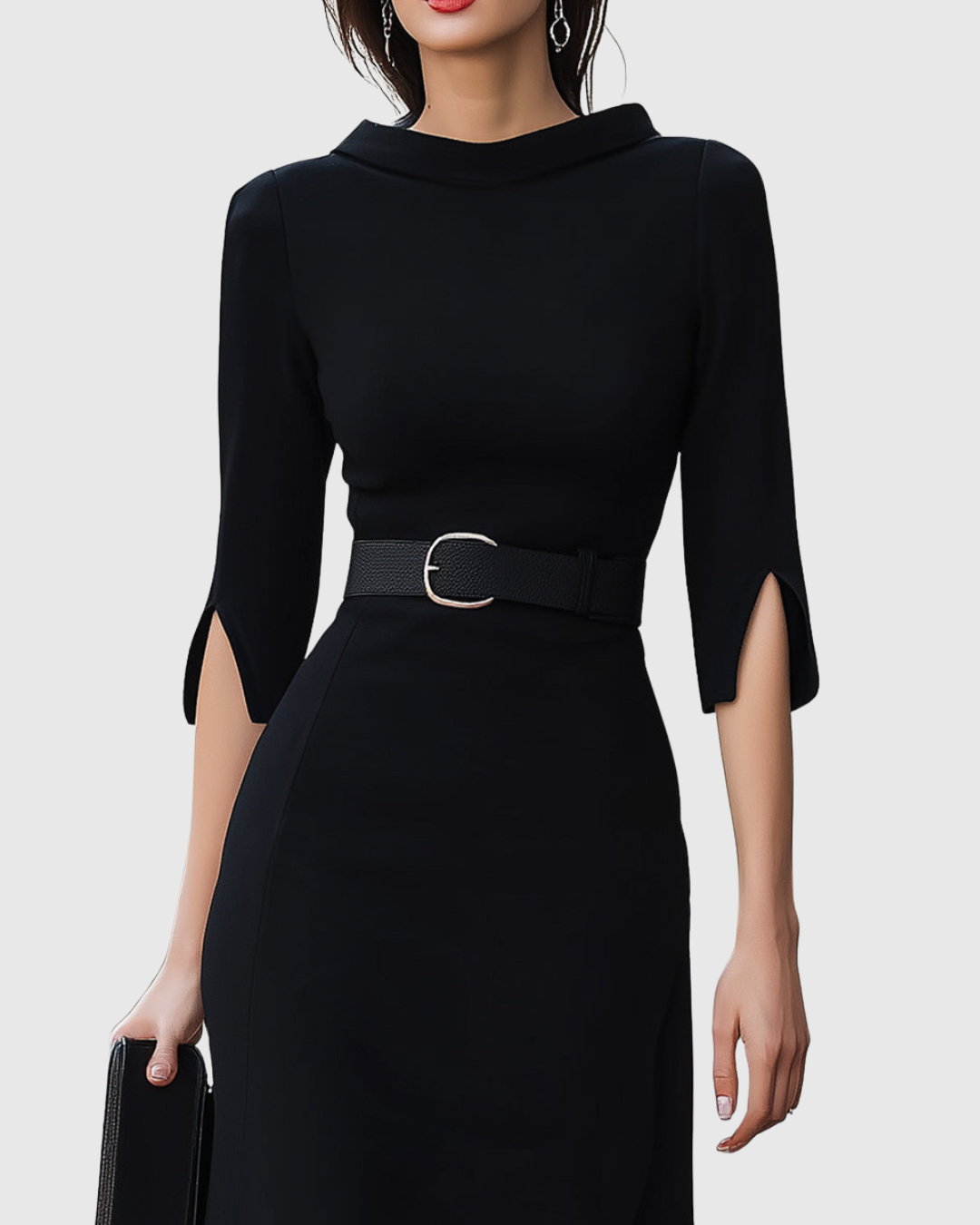 Robe midi noire classique