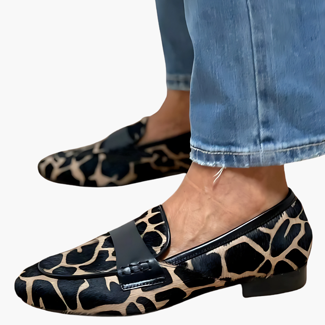 Mocassins pour femmes à imprimé léopard Élégants Orthopédiques