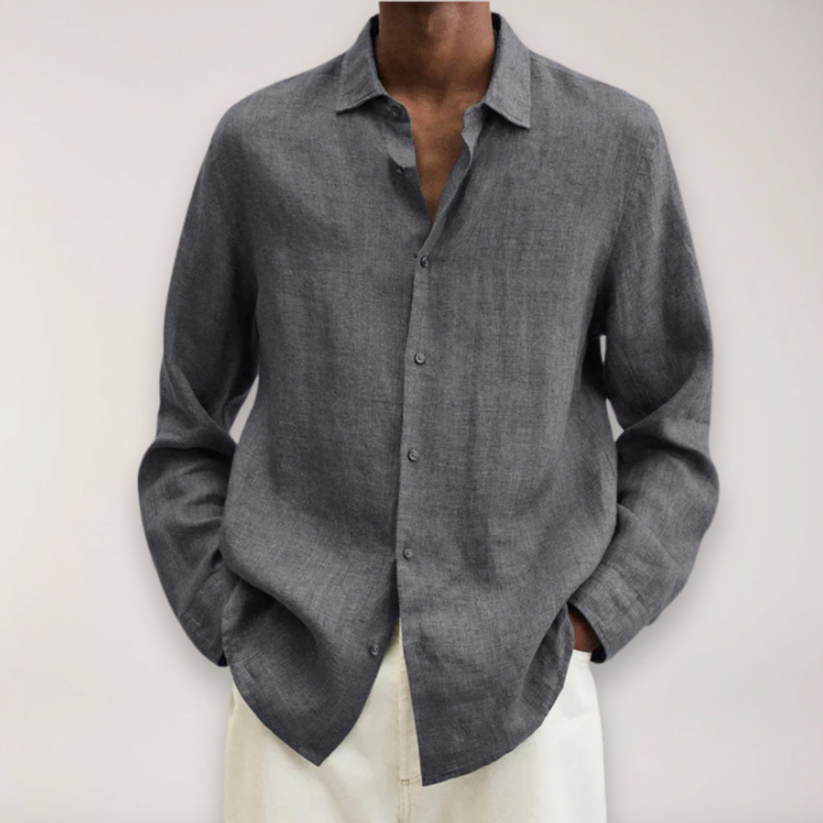 Chemise en lin à manches longues pour hommes - Chemise d'été respirante en plusieurs couleurs
