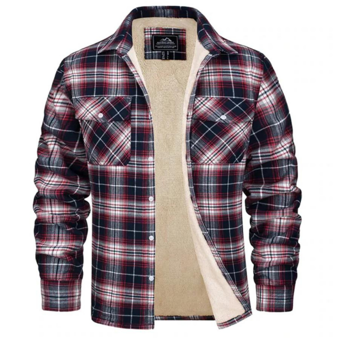 Button-Up Plaid Shirt Jacket For Men | Winter