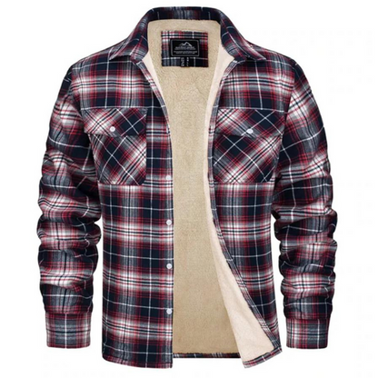 Button-Up Plaid Shirt Jacket For Men | Winter