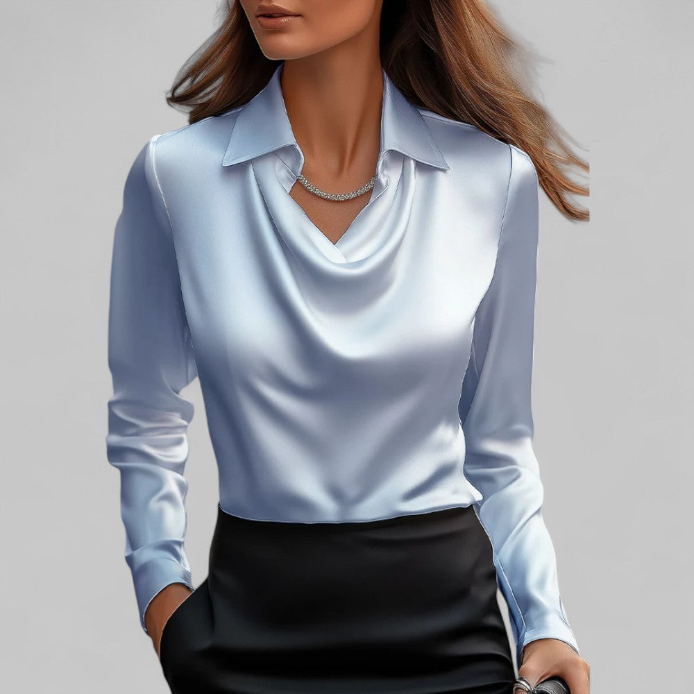 Blouse en satin élégante pour femme avec décolleté en cascade