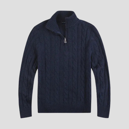Pull à demi-fermeture éclair pour hommes – Motif torsadé intemporel rencontre raffinement moderne