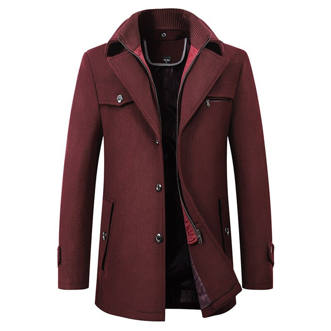 Herrenmantel Slim Fit Langer Mantel mit hohem Kragen | Elegant und warm Wintermantel