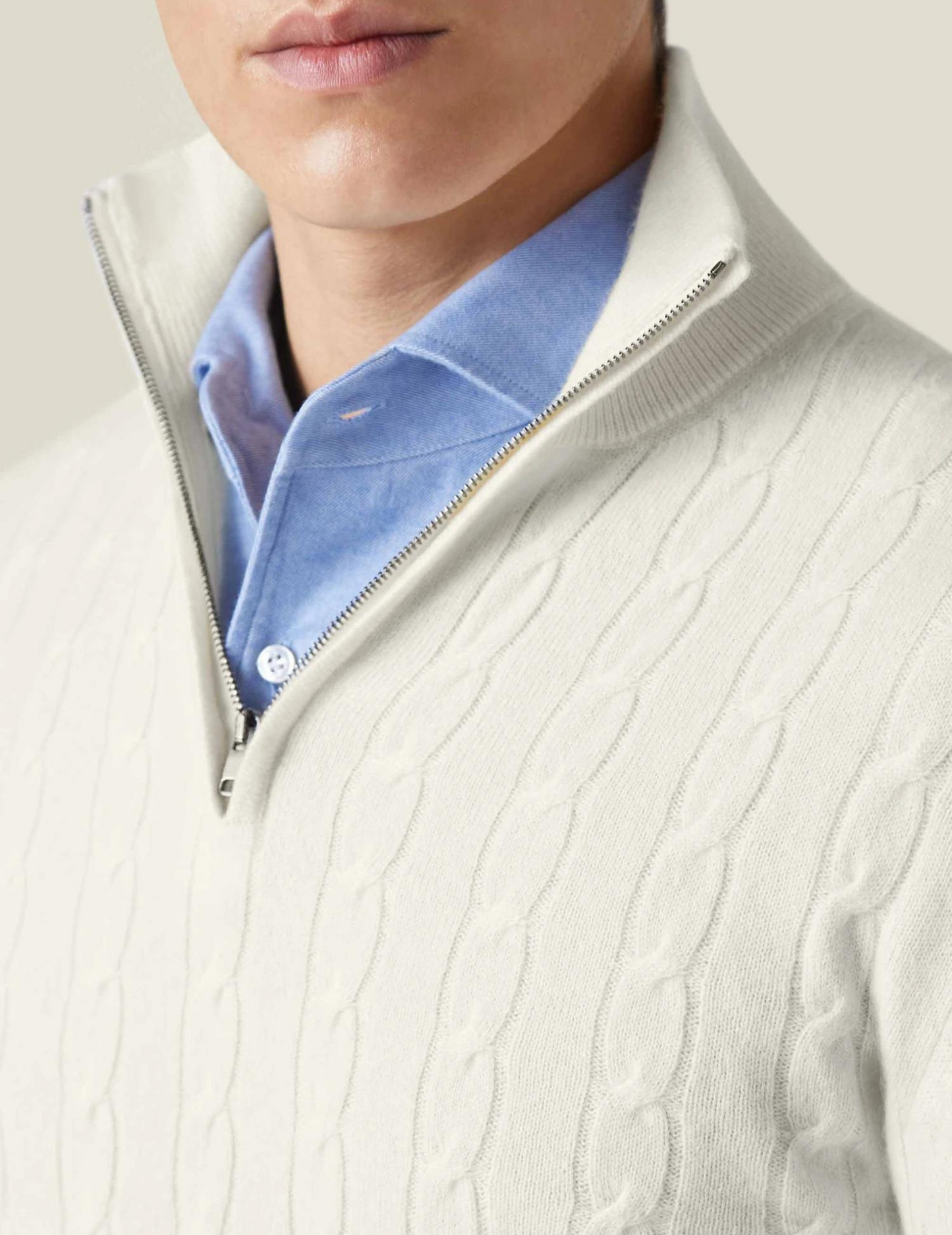 Stylish Cable-Knit Sweater with Zipper