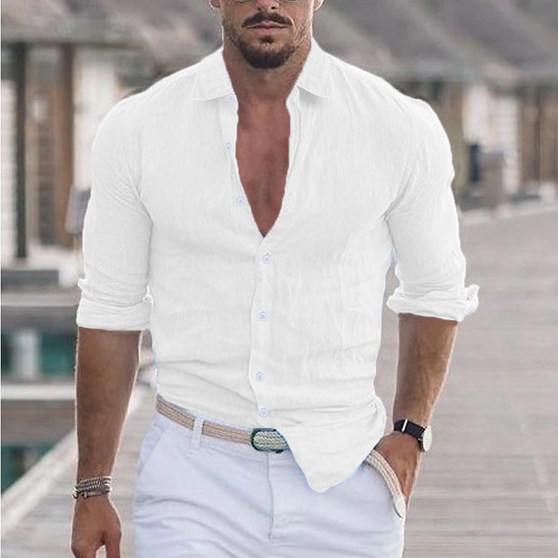 Samuel - Linen Shirt for Men with Turn-Down Collar