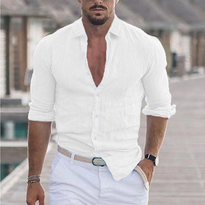 Samuel - Linen Shirt for Men with Turn-Down Collar