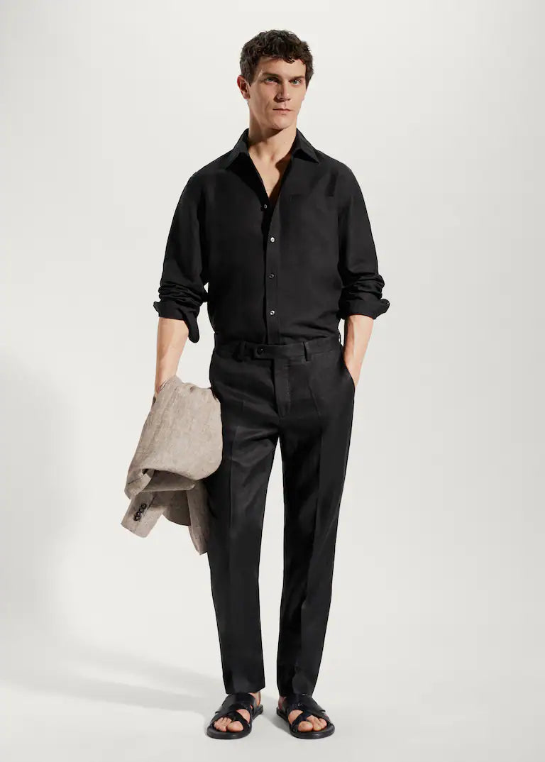 Linen Blend Shirt with Tailored Fit