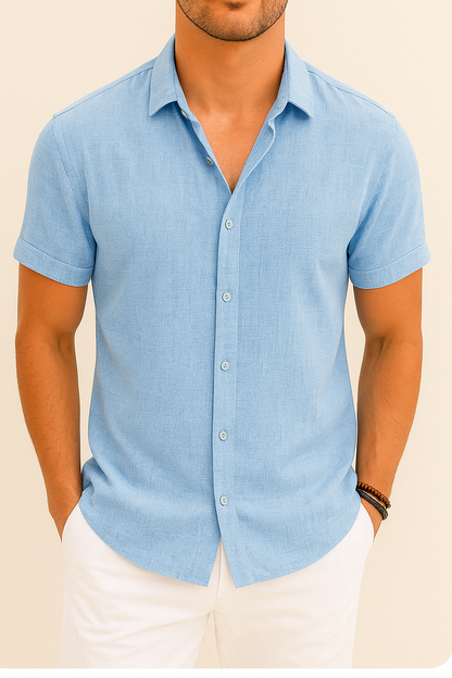 Vero - Chemise en lin à manches courtes pour hommes