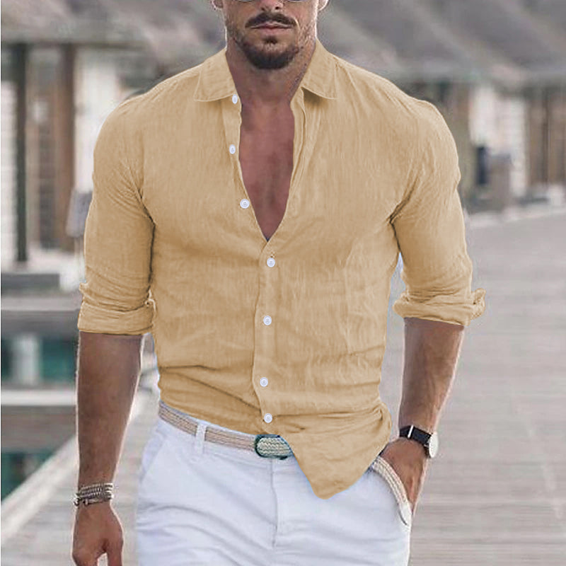Samuel - Linen Shirt for Men with Turn-Down Collar