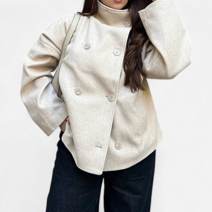 Manteau court femme col montant chic