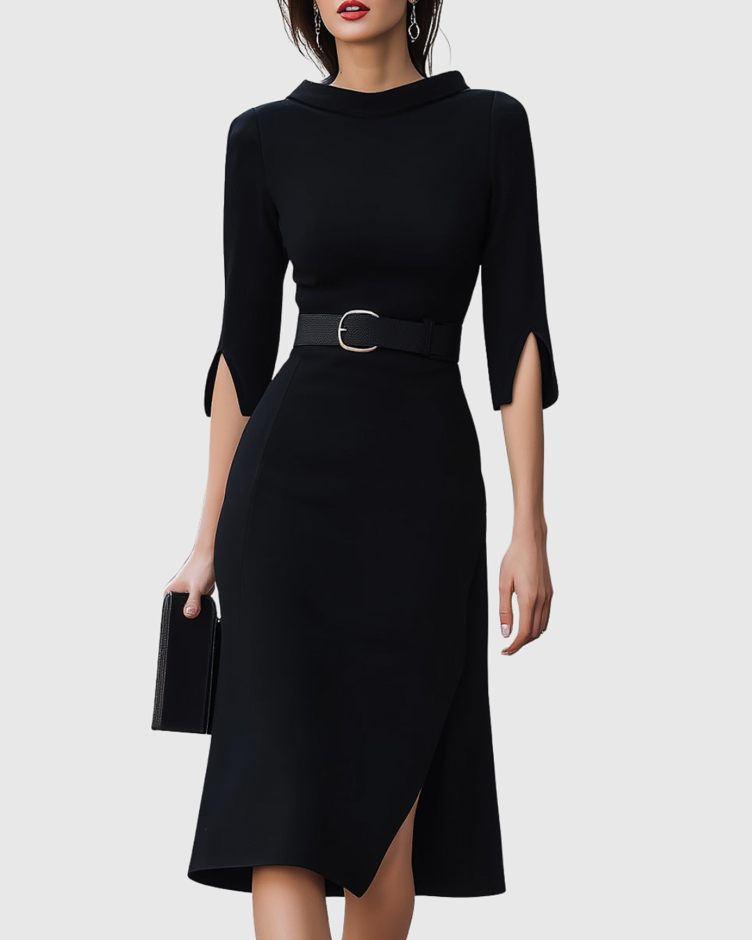 Robe midi noire classique