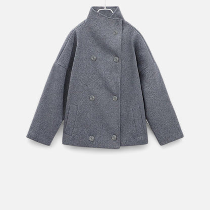 Manteau court femme col montant chic