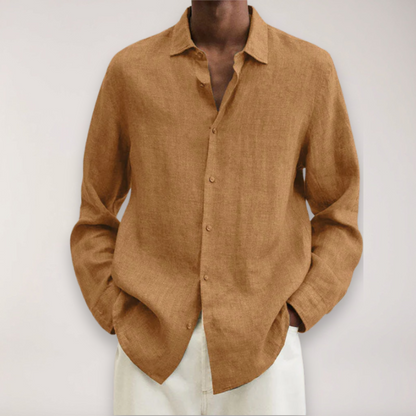 Chemise en lin à manches longues pour hommes - Chemise d'été respirante en plusieurs couleurs