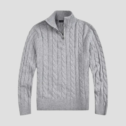 Pull à demi-fermeture éclair pour hommes – Motif torsadé intemporel rencontre raffinement moderne