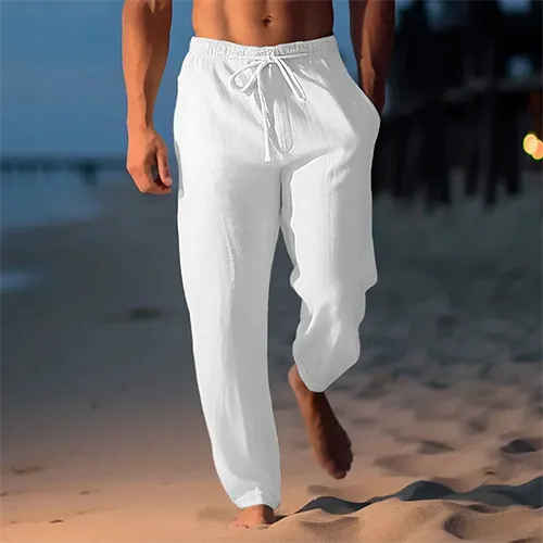 Linen pants for men – straight fit – mid-rise summer essential