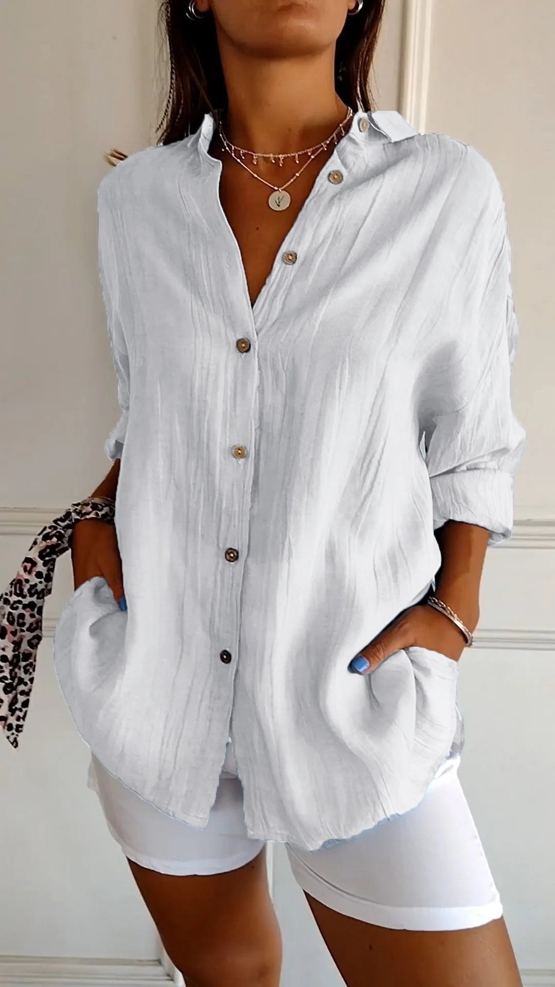 Blouse femme Thora en coton et lin grande taille