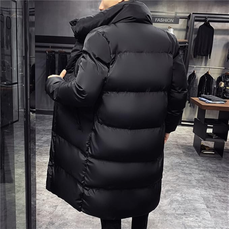 Veste longue matelassée pour hommes avec capuche | Veste d'hiver chaude et épaisse