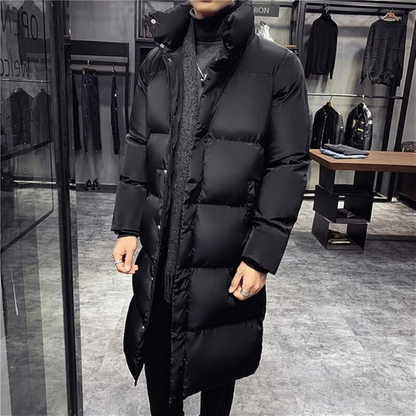 Veste longue matelassée pour hommes avec capuche | Veste d'hiver chaude et épaisse