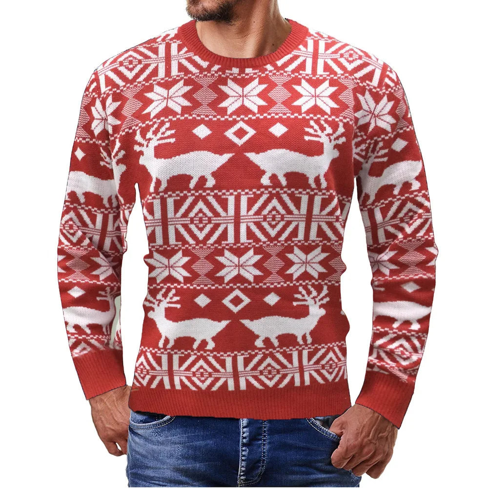 Pull de Noël tricoté pour hommes à col rond - Reese