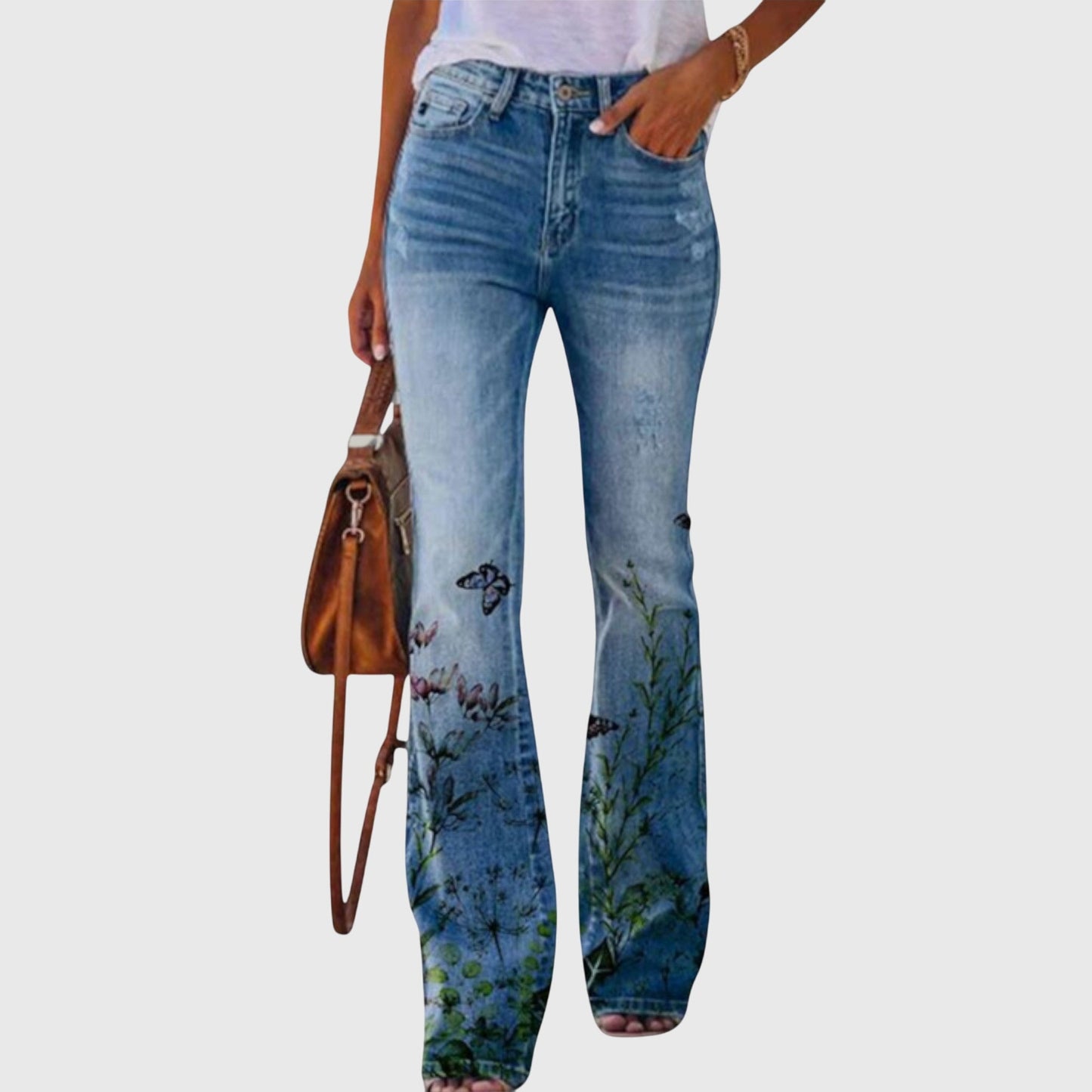 Pants with floral pattern