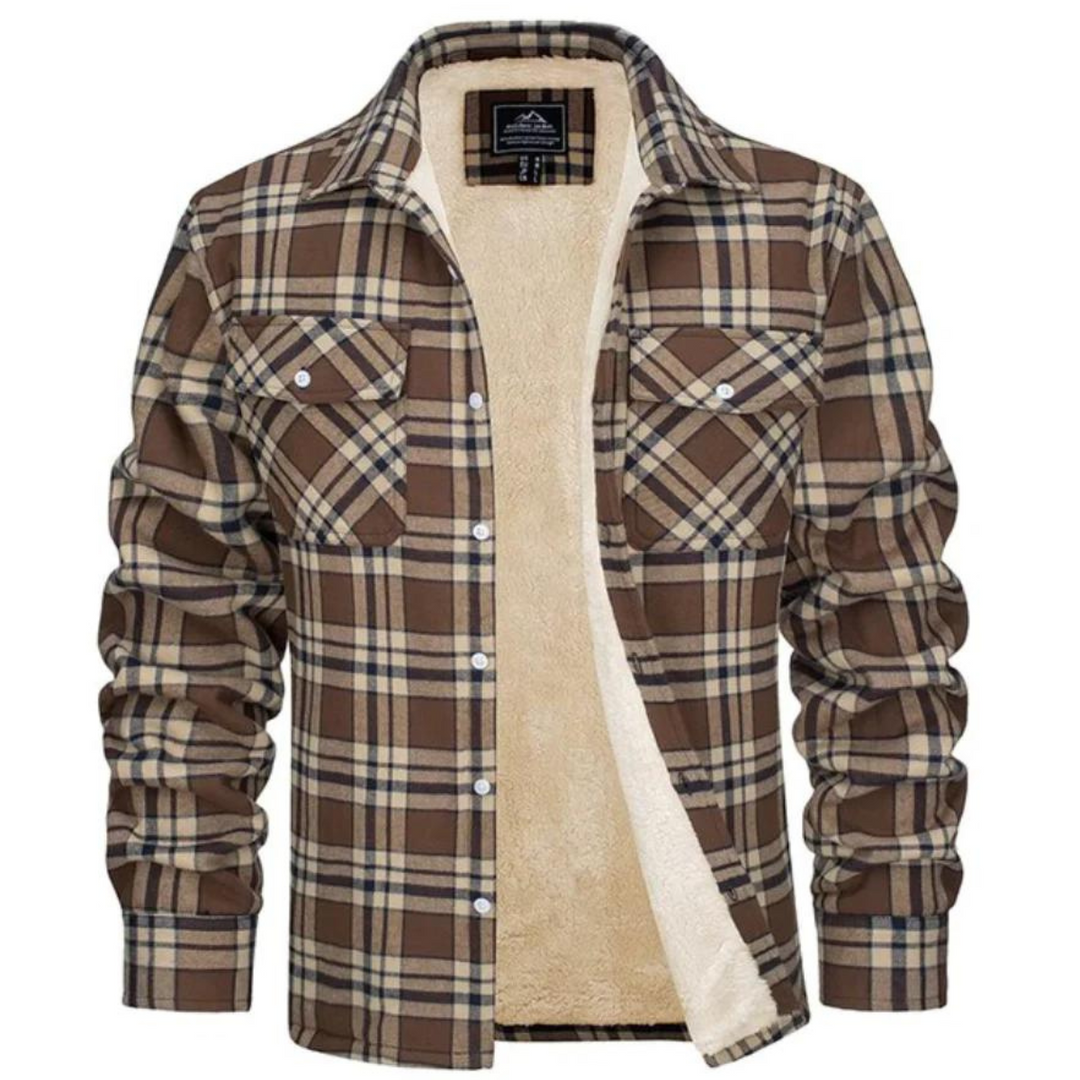 Button-Up Plaid Shirt Jacket For Men | Winter