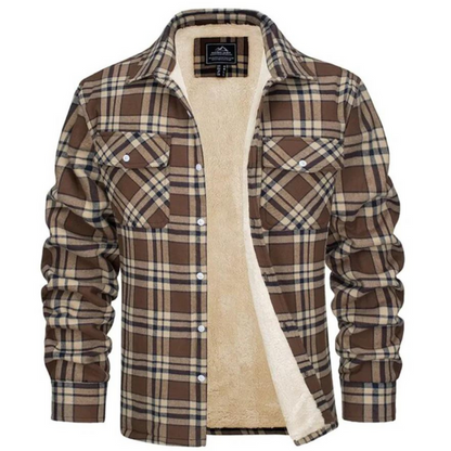 Button-Up Plaid Shirt Jacket For Men | Winter