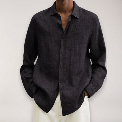 Chemise en lin à manches longues pour hommes - Chemise d'été respirante en plusieurs couleurs