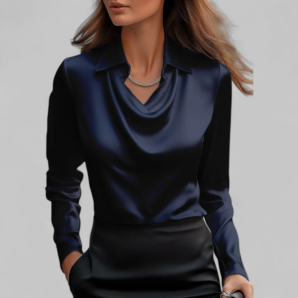 Blouse en satin élégante pour femme avec décolleté en cascade