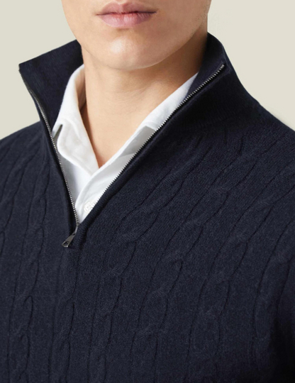 Stylish Cable-Knit Sweater with Zipper